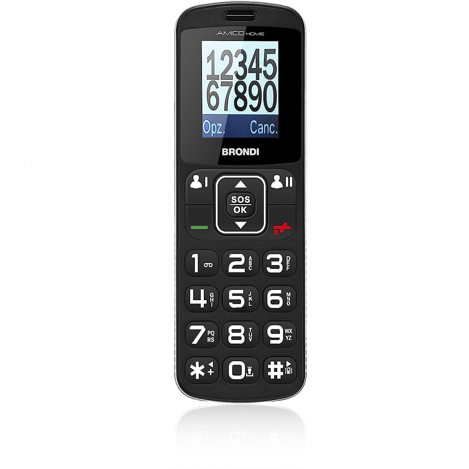 TELFONO CELLULARE BRONDI AMICO HOME PER ANZIANI DUAL-SIM GSM QUADRI BAND DISPLAY 1.77" COLORE NERO