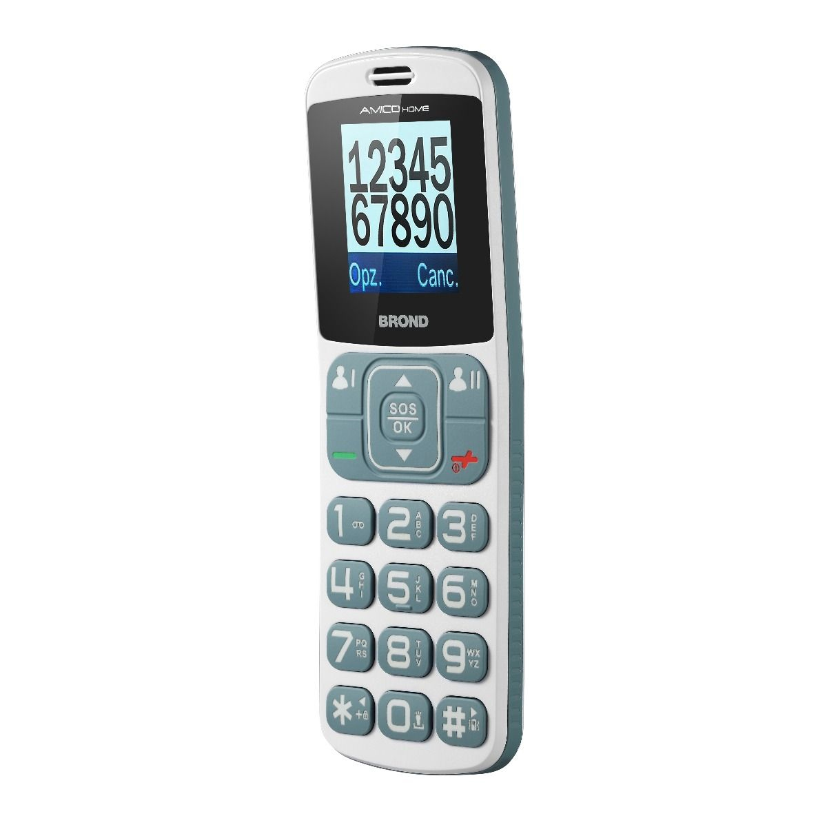 TELFONO CELLULARE BRONDI AMICO HOME PER ANZIANI DUAL-SIM GSM QUADRI BAND DISPLAY 1.77" COLORE BIANCO/GRIGIO