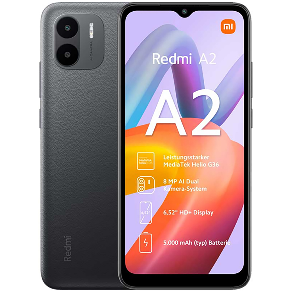 CELLULARE SMARTPHONE XIAOMI Redmi A2 4G LCD 6.52" 3GB/64GB COLORE BLACK GARANZIA ITALIA