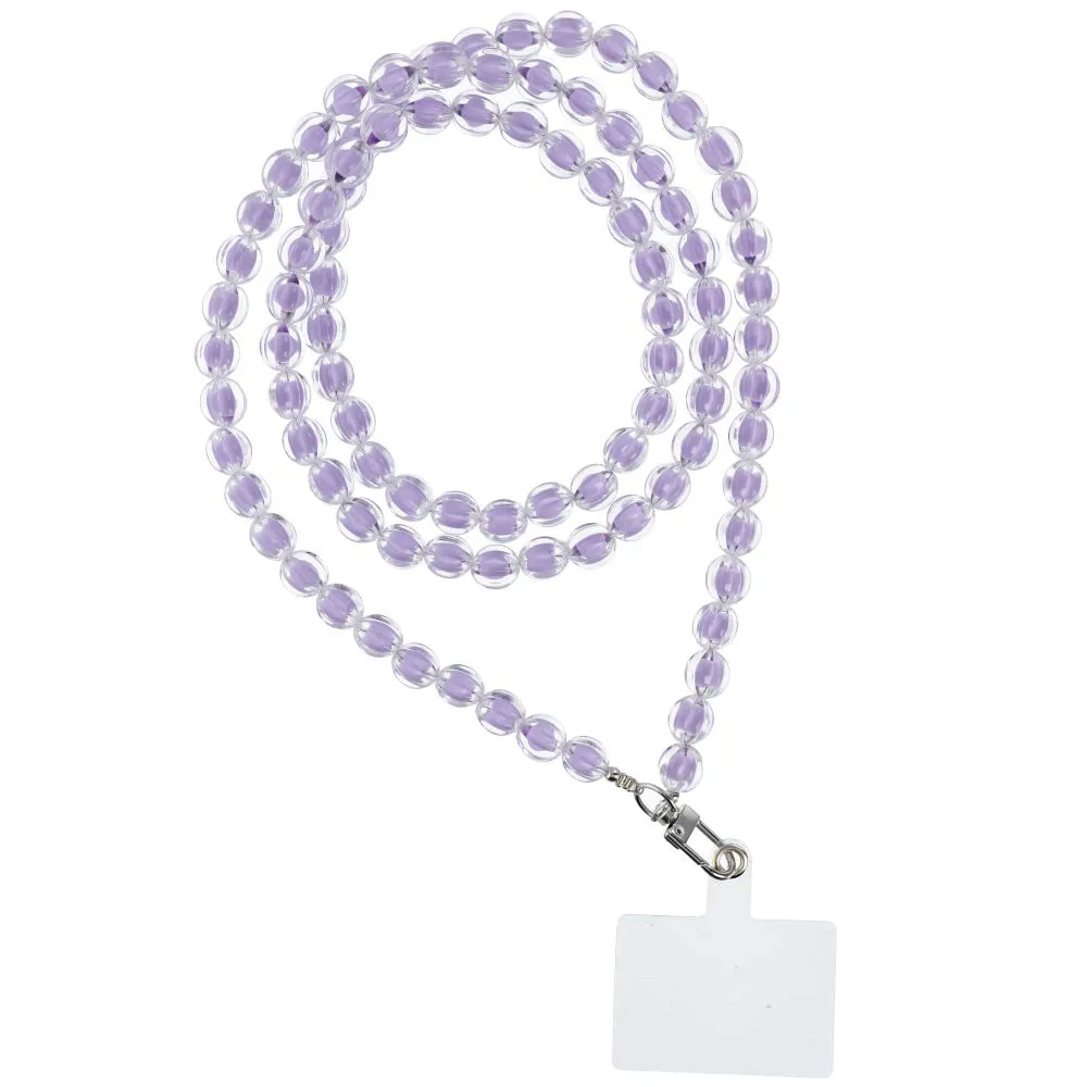 CIONDOLO PER CELLULARE UNIVERSALE COLORATO CON PERLE LUNGHEZZA 120cm ( MAX 60cm DALL'OCCHIELLO ) - VIOLA