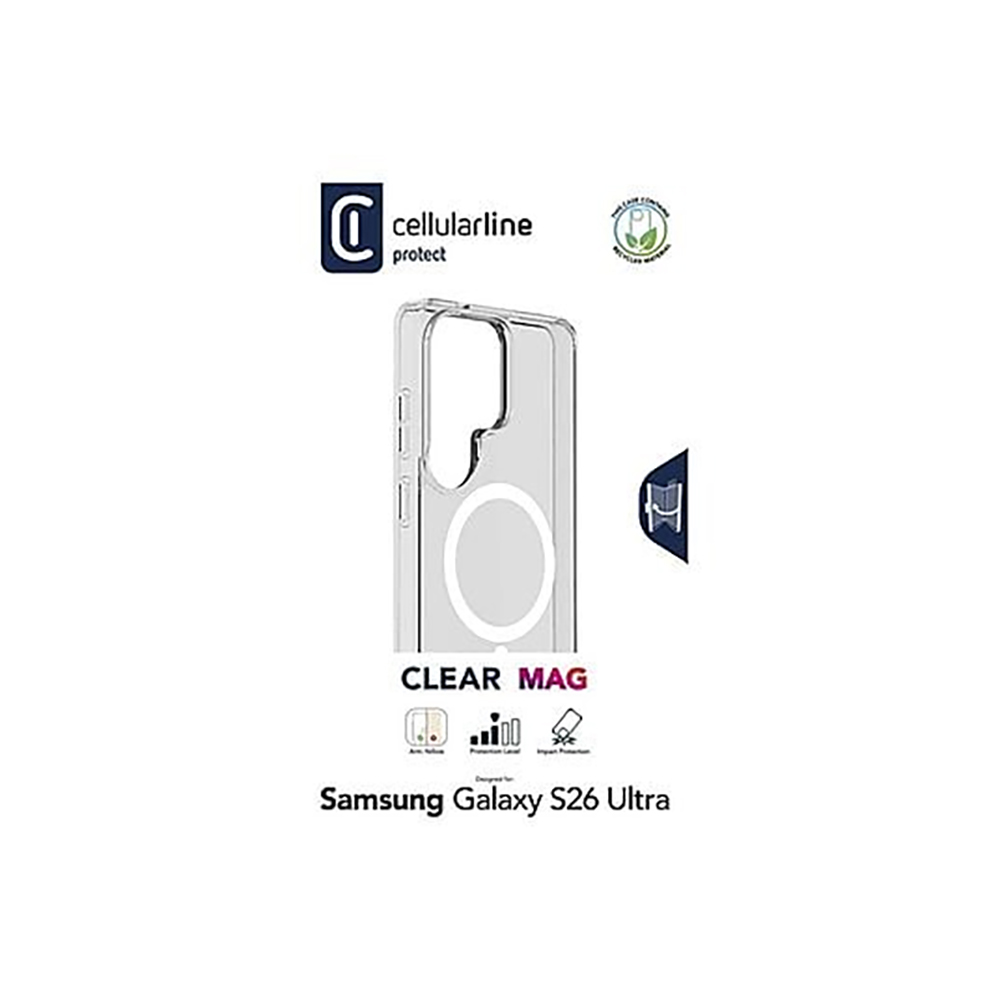 CUSTODIA CELLULARLINE CLEAR MAG COVER TRASPARENTE PROTEZIONE FOTOCAMERA E BORDI CON MAGSAFE ( TRASPARENTE ) PER SAMSUNG S26 ULTRA