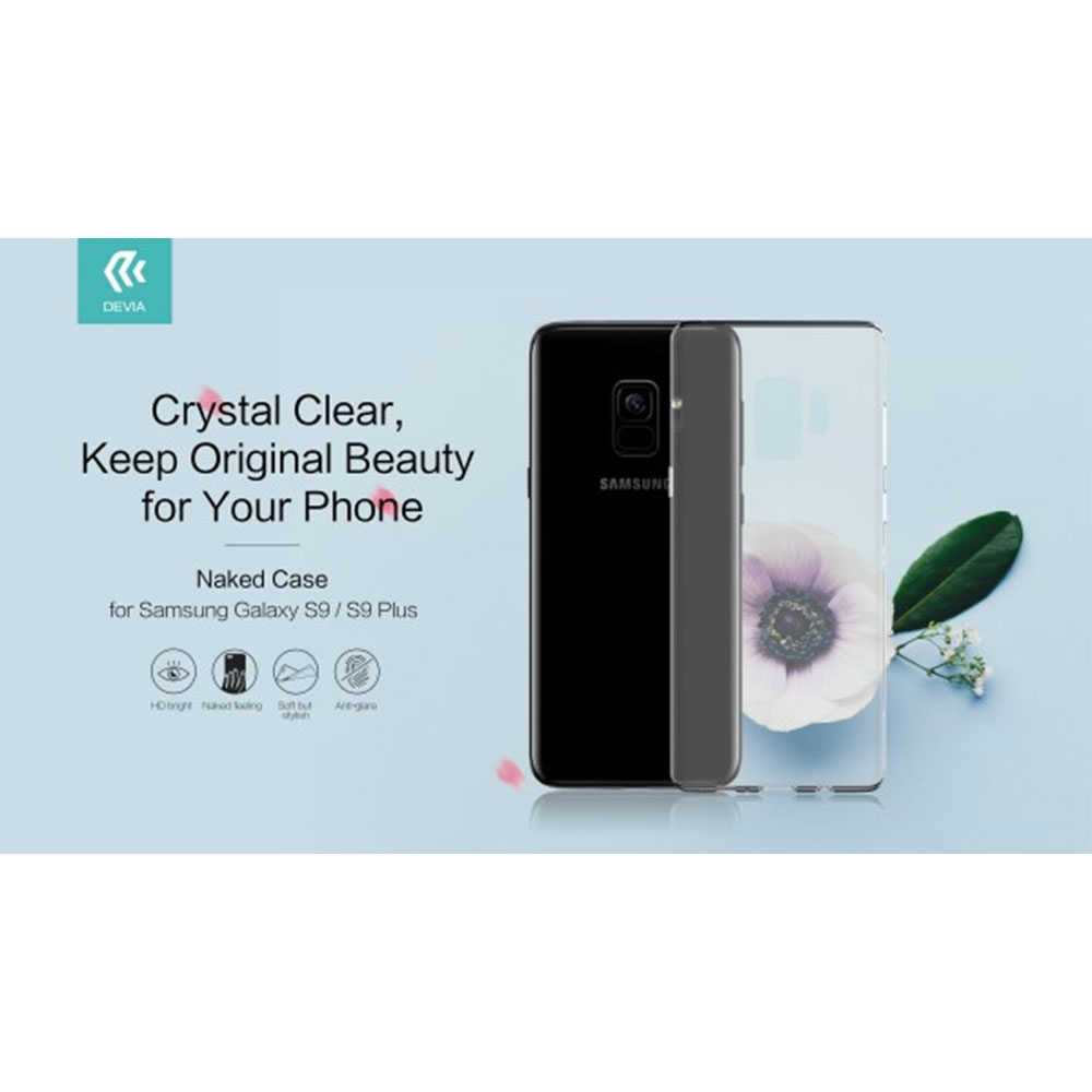 DEVIA CUSTODIA COVER TPU SLIM 0.5mm 360° MORBIDA TRASPARENTE PER TELEFONO CELLULARE SAMSUNG GALAXY S9+ (SM-G965F)