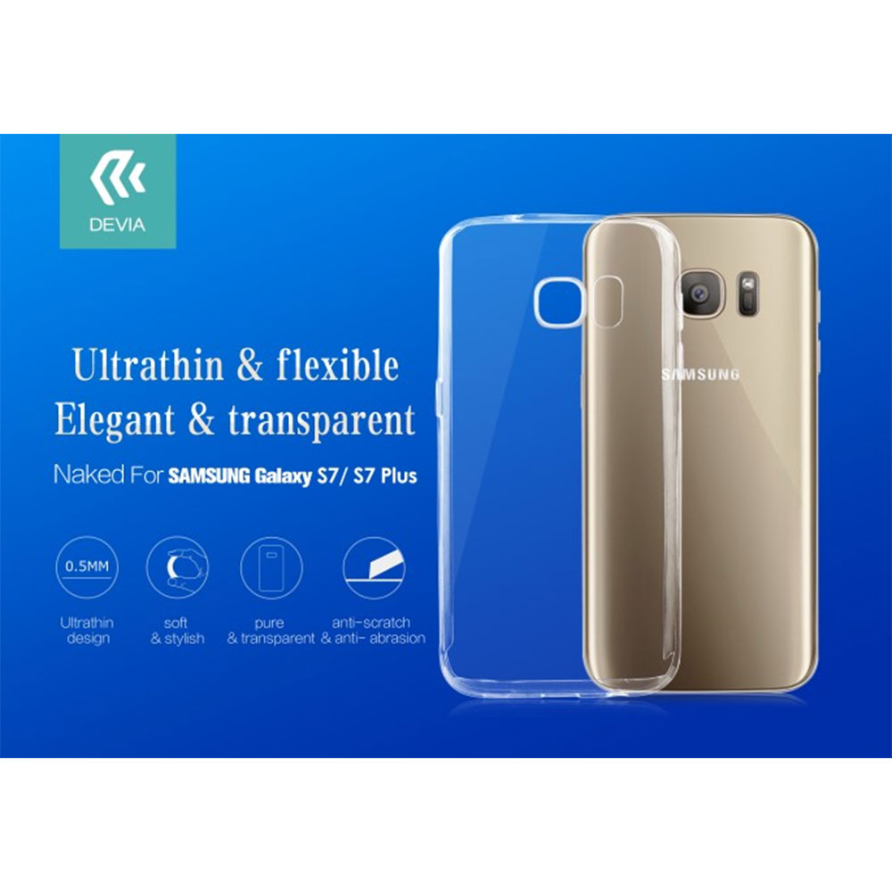 DEVIA CUSTODIA COVER PET SLIM 0.5mm MORBIDA TRASPARENTE PER TELEFONO CELLULARE SAMSUNG S7