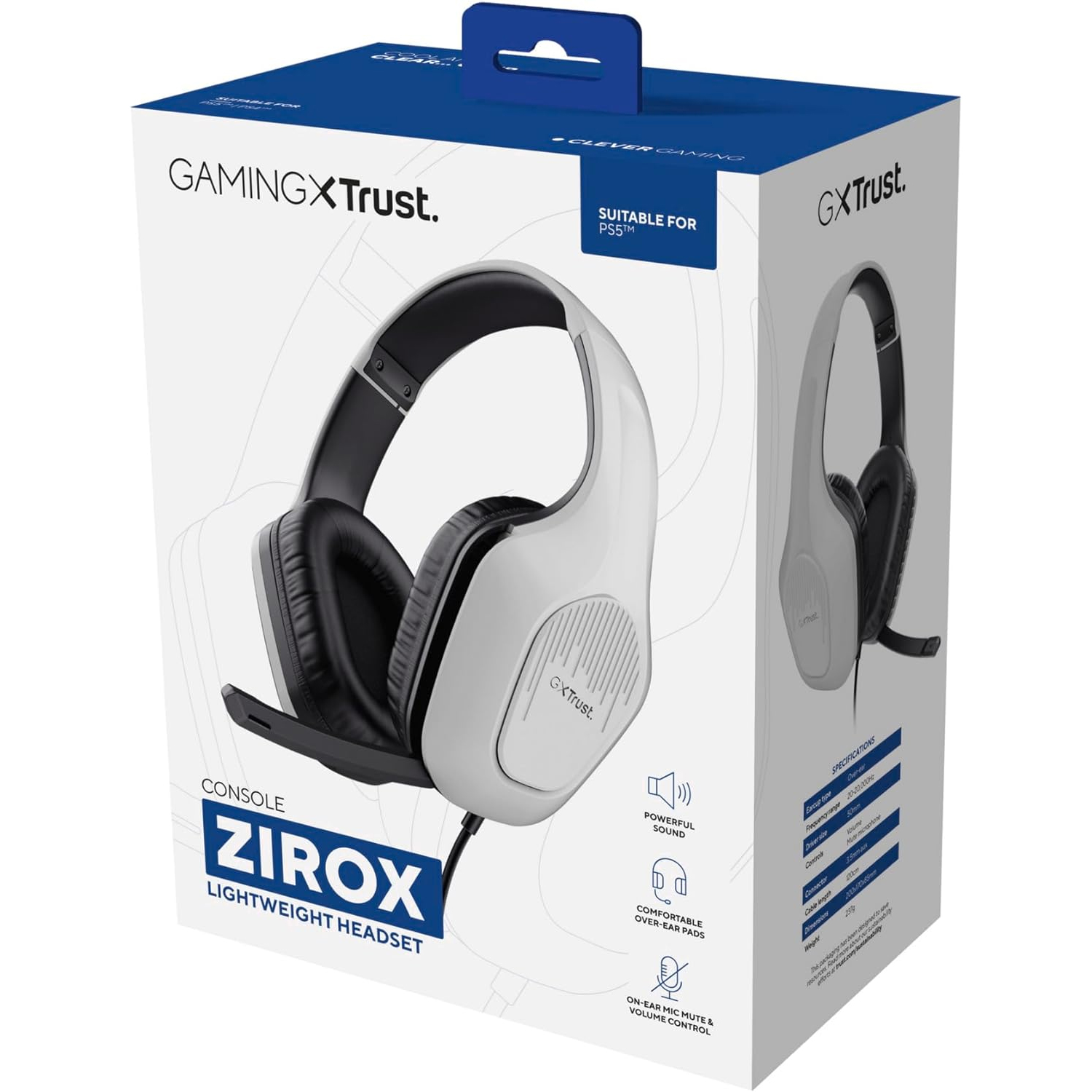 CUFFIE GAMING TRUST GXT 415PS ZIROX MICROFONO REGOLABILE, CONTROLLO VOLUME, PER PC / PS4 / PS5 / Xbox One / Nintendo Switch