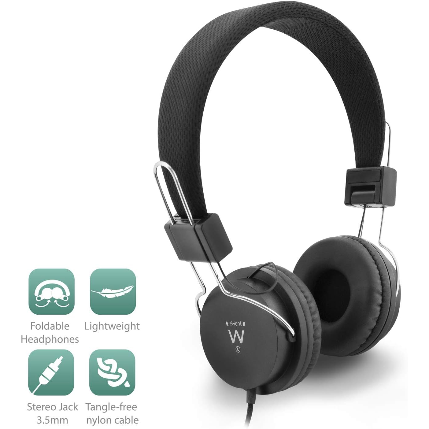 CUFFIA EWENT EW3573 100 MW STEREOFONICA COLORE NERO PER HI-FI - SMARTPHONE - TABLET - LETTORI MP4