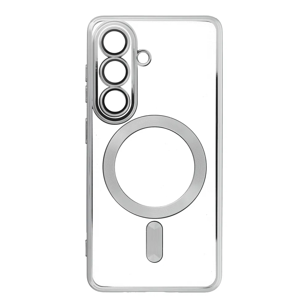 CUSTODIA ELECTRO MAG COVER TRASPARENTE PROTEZIONE FOTOCAMERA E BORDI CON MAGSAFE ( SILVER ) PER SAMSUNG S26
