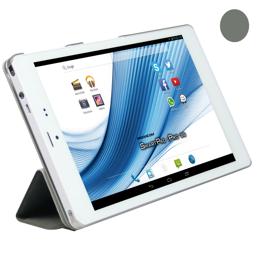 MEDIACOM M-FCIPRO8 - CUSTODIA PROTETTIVA FLIP CASE PER TABLET SMART PAD 8" COLORE GRIGIO Smart Pad IPRO8 II