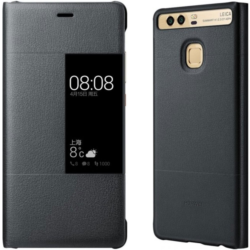 HUAWEI CUSTODIA ORIGINALE VIEW FLIP COVER PER TELEFONO CELLULARE P9 COLORE GREY