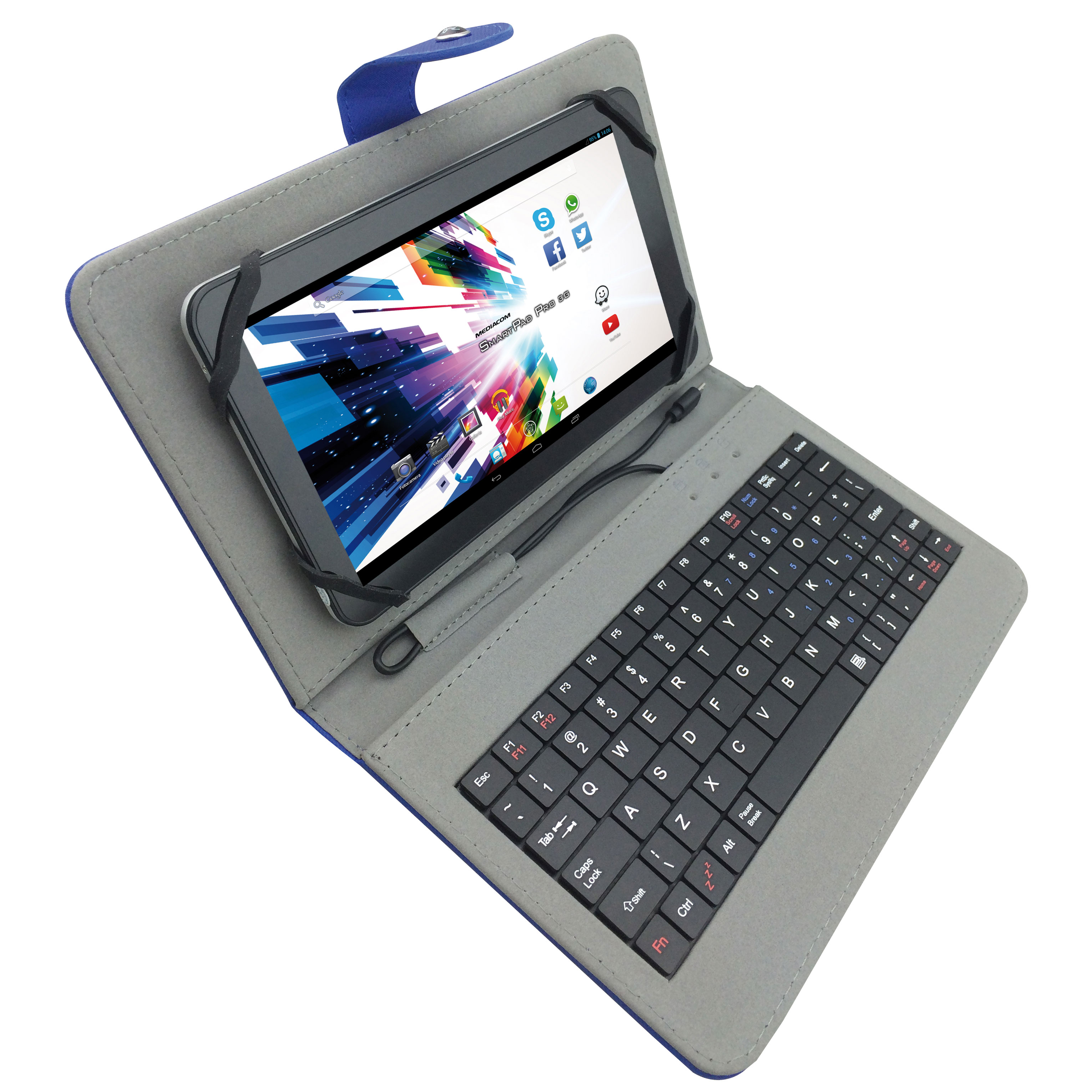 MEDIACOM M-CASEK7B - CUSTODIA COLORE BLU PER TABLET SMART PAD 7" CON TASTIERA Mini USB/Micro USB CON CHIUSURA MAGNETICA