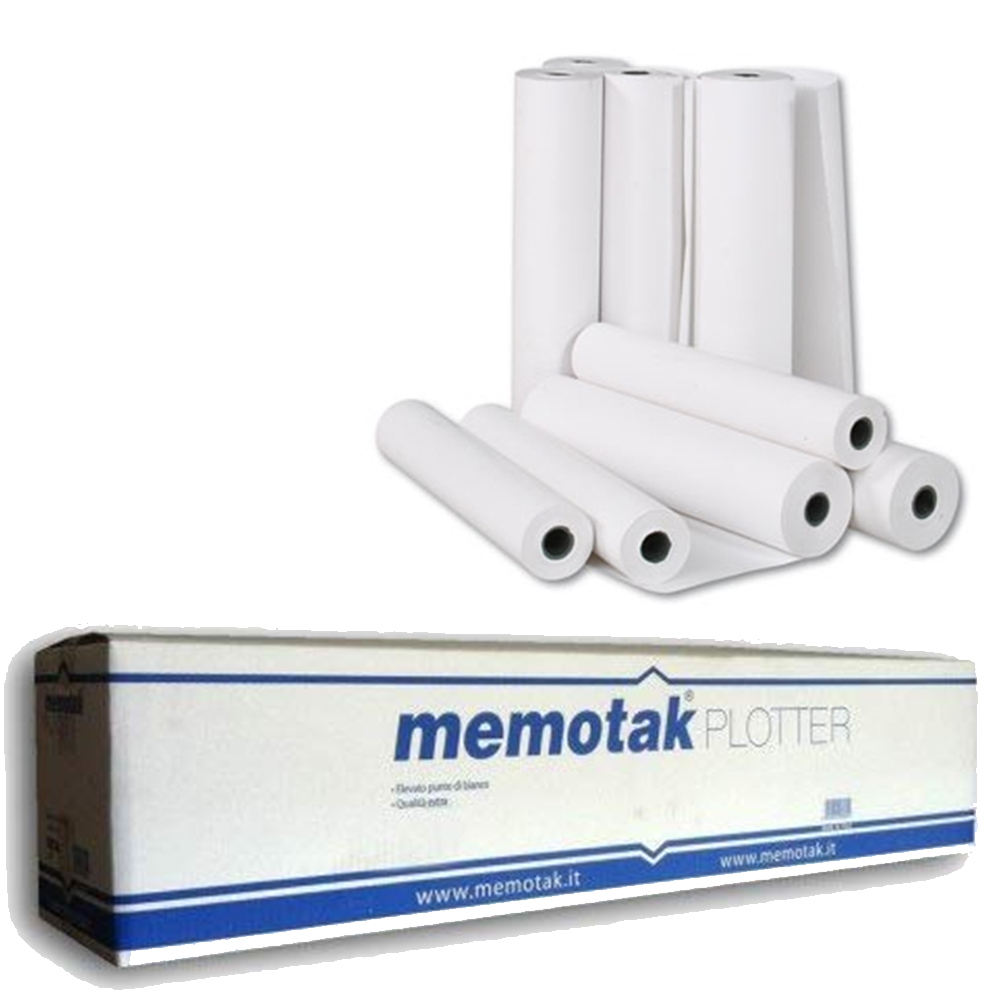 ROTOLI PLOTTER "MEMOTAK" 42x50mt - 90gr. CONF. 2PZ - CARTA CAD BIANCA OPACA