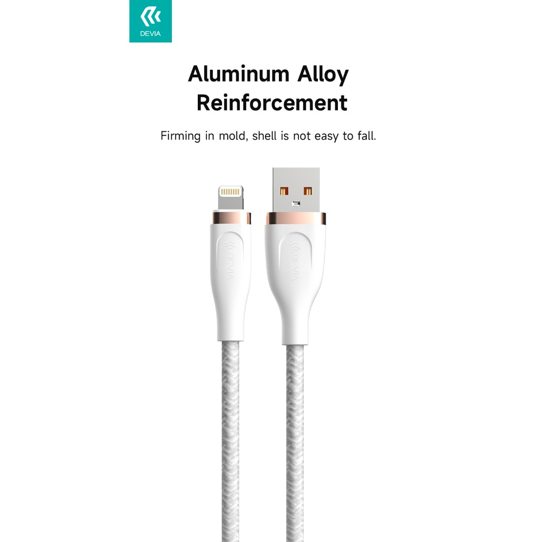 DEVIA CAVO STAR IN NYLON CARICA RAPIDA DA USB (A) Lightning 1.5MT (2.4A) PER SMARTPHONE E TABLET APPLE WHITE