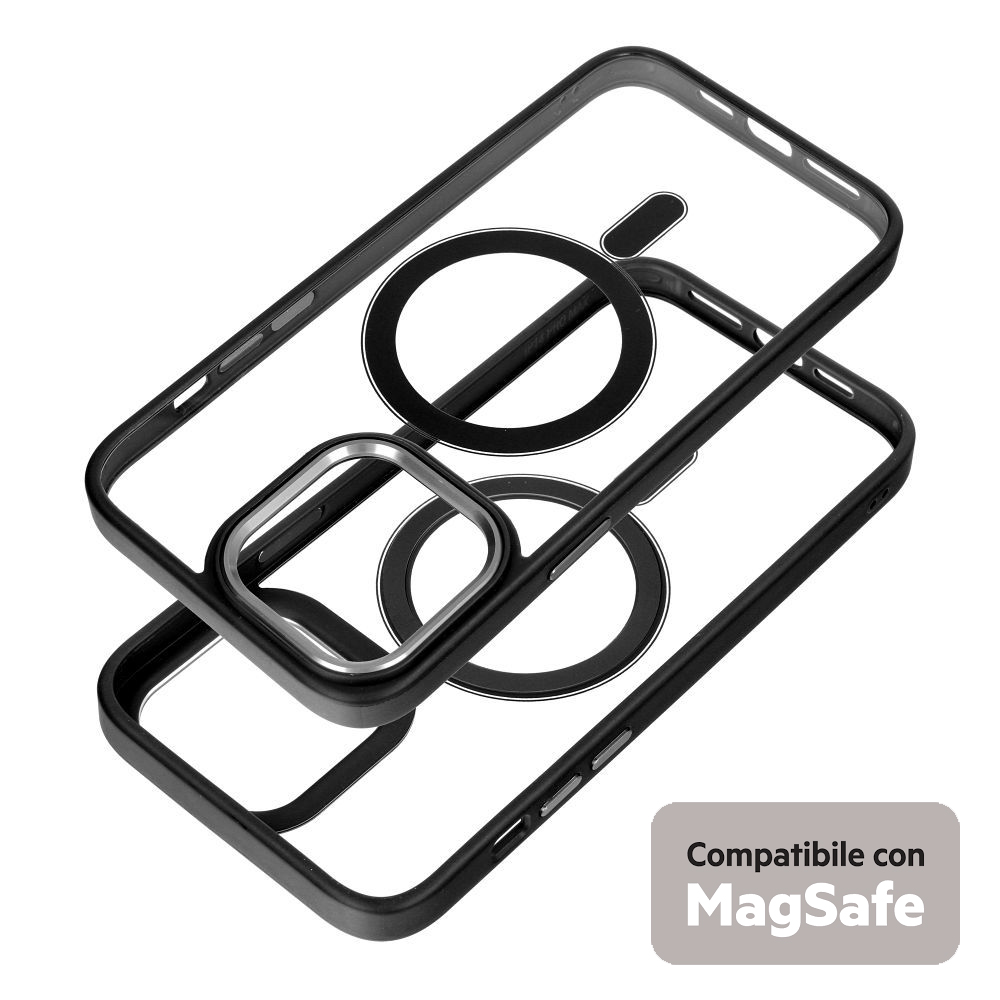 COLOR EDGE MAG COVER TRASPARENTE PROTEZIONE FOTOCAMERA E BORDI ( NERO ) PER iPhone 15