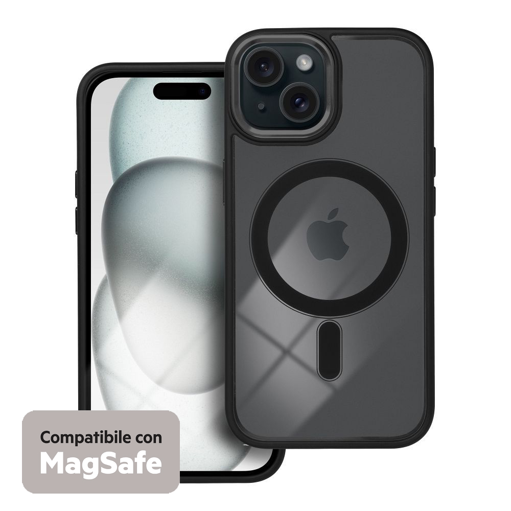 COLOR EDGE MAG COVER TRASPARENTE PROTEZIONE FOTOCAMERA E BORDI ( NERO ) PER iPhone 15