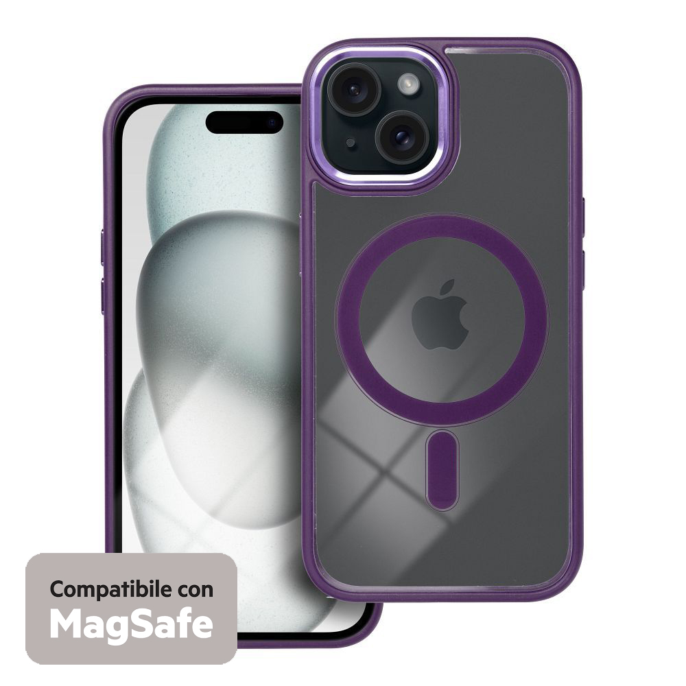 COLOR EDGE MAG COVER TRASPARENTE PROTEZIONE FOTOCAMERA E BORDI ( VIOLA ) PER iPhone 15