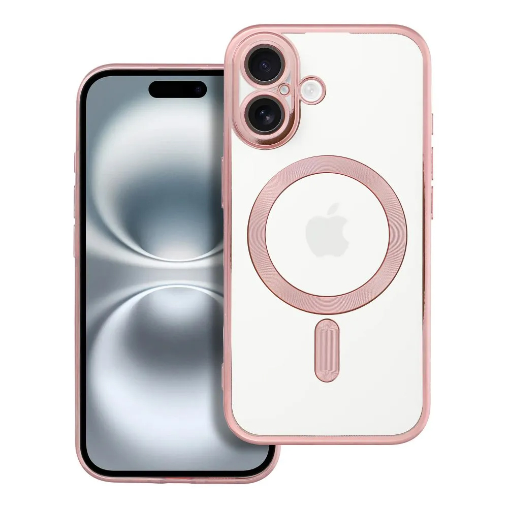 CUSTODIA ELECTRO MAG TRASPARENTE PROTEZIONE FOTOCAMERA E BORDI CON MAGSAFE ( ORO ROSA ) PER iPhone 16