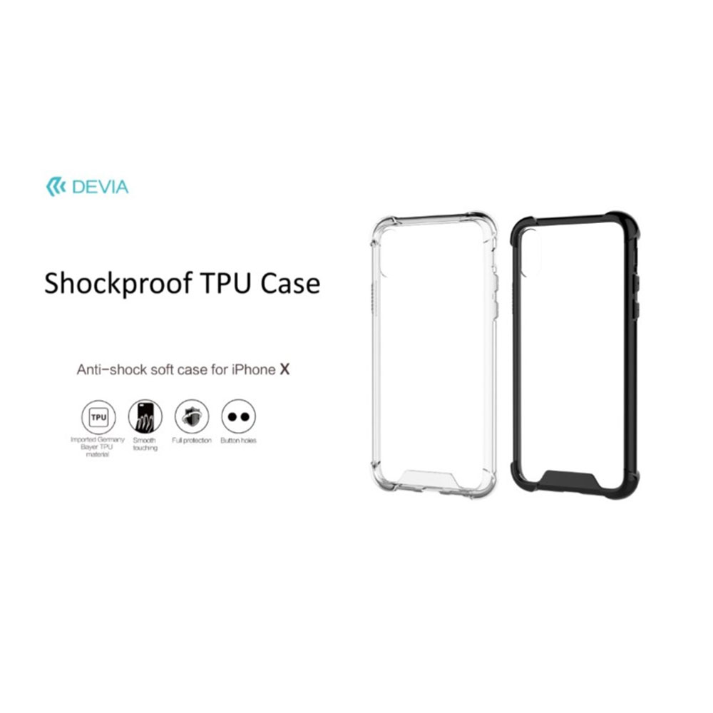DEVIA CUSTODIA COVER TPU Shockproof Anti Shock TRASPARENTE PER TELEFONO CELLULARE APPLE IPHONE X