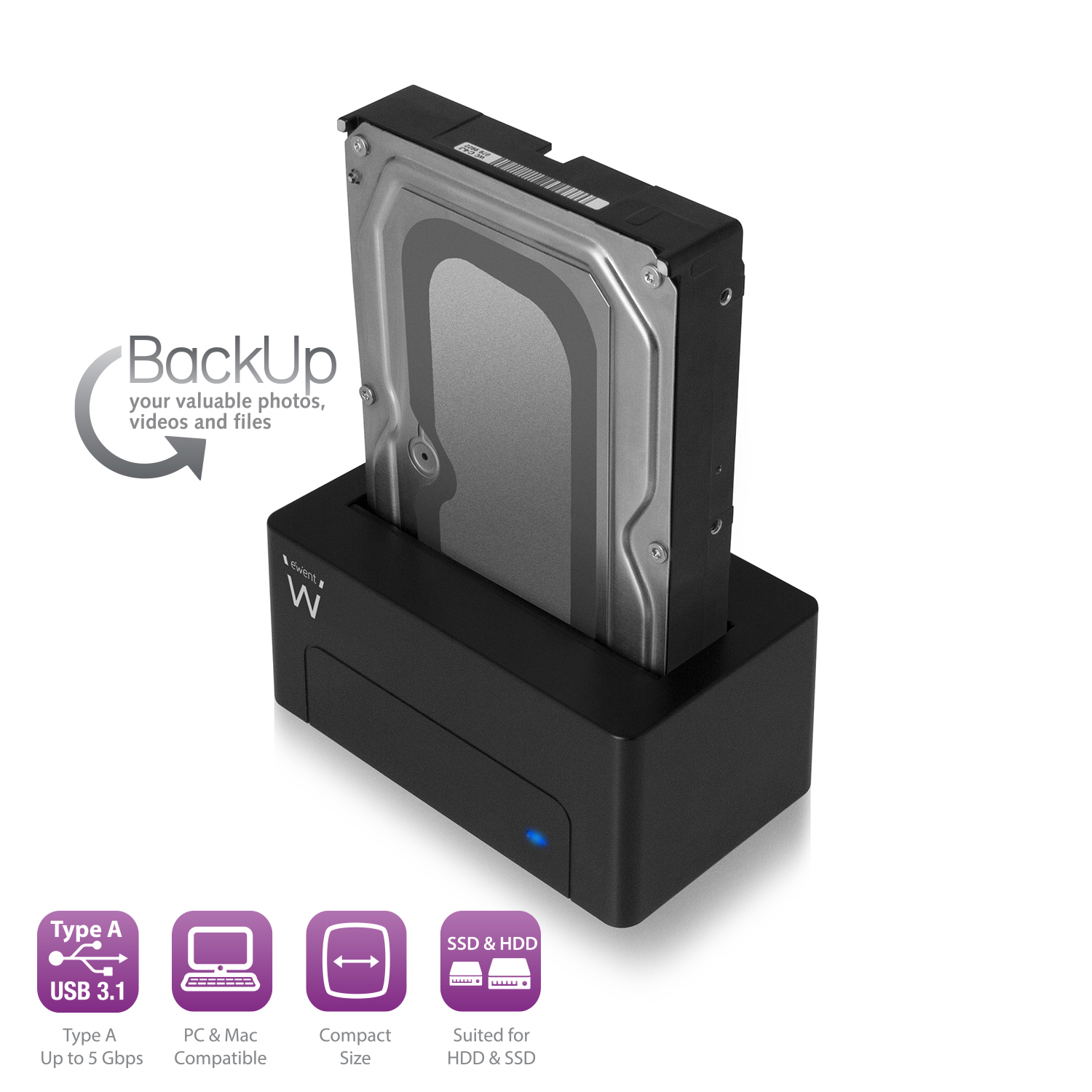 DOCKING STATION EWENT USB 3.1 Gen1 (USB 3.0 PER HDD/SSD SATA SATA 2.5" e 3.5" EW7012