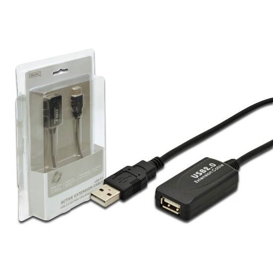 CAVO DIGITUS PROLUNGA ATTIVA AMPLIFICATA USB 2.0 RIPETITORE EXTENDER MASCHIO - FEMMINA TYPE A DA 15 MT DA-73101
