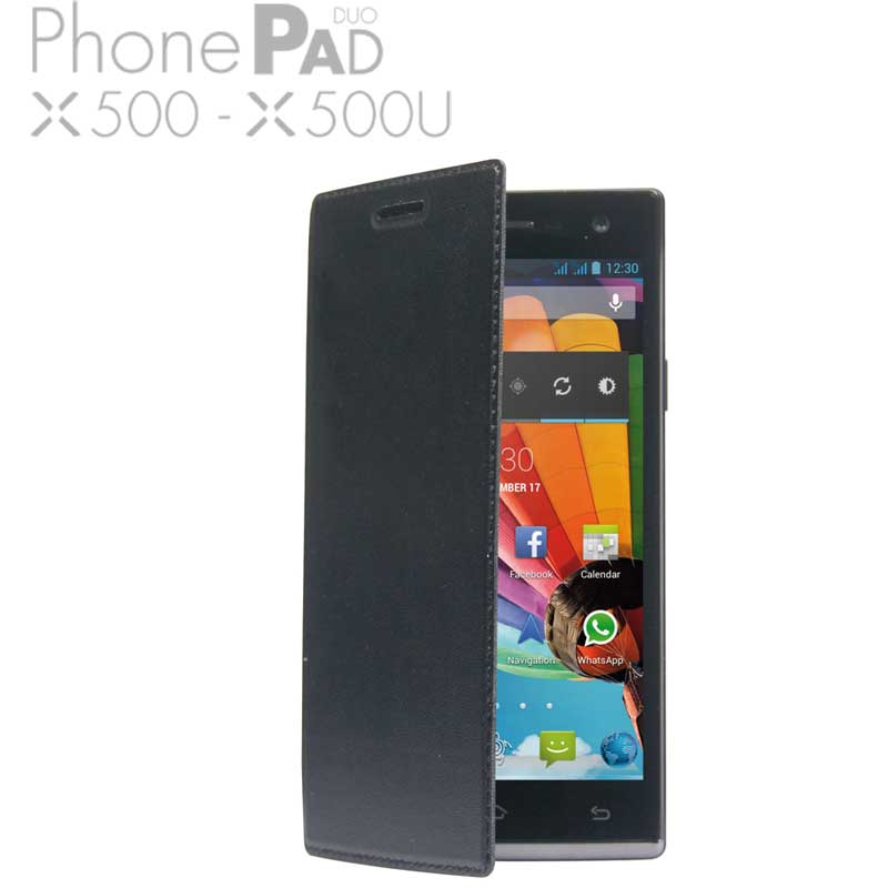 MEDIACOM CUSTODIA FLIP CASE M-X500PFC PER TELEFONO CELLULARE PhonePad Duo X500 e PhonePad Duo X500U COLORE BLACK
