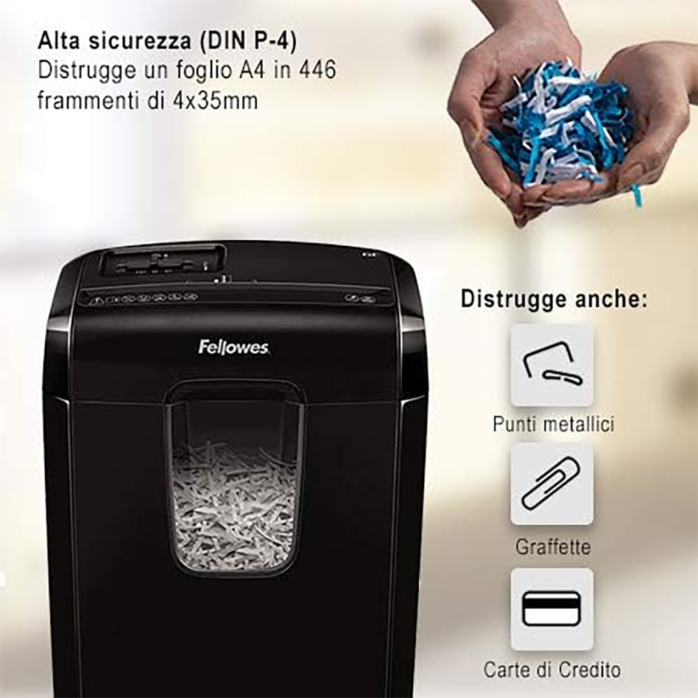 DISTRUGGI DOCUMENTI FELLOWES 6C A FRAMMENTO 35mm (P-4) 11LT