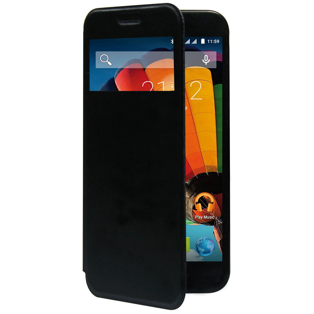 MEDIACOM CUSTODIA FLIP CASE M-G512SMC IN SIMILPELLE PER TELEFONO CELLULARE PhonePad Duo G512 COLORE BLACK