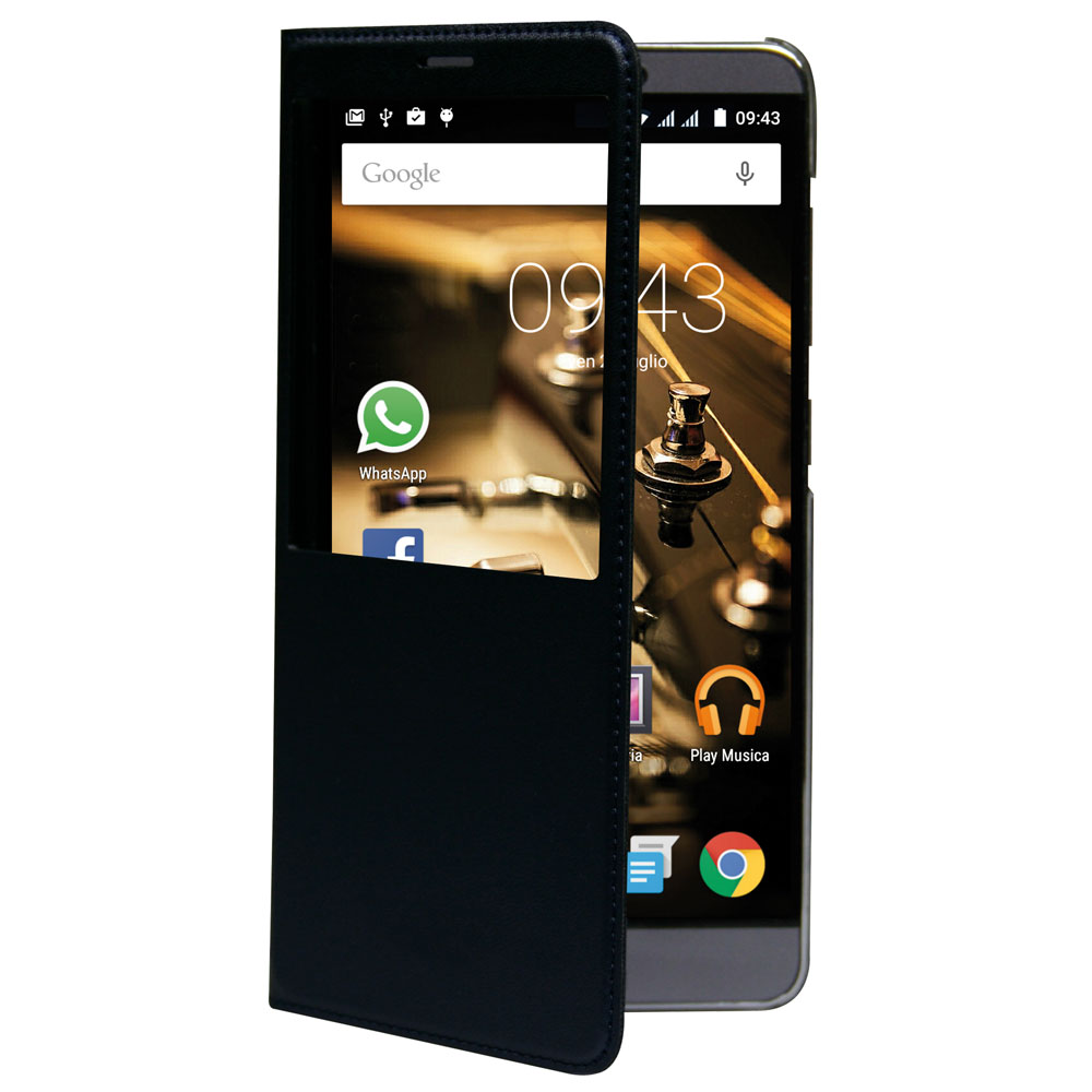 MEDIACOM CUSTODIA FLIP CASE M-S552UFC IN SIMILPELLE PER TELEFONO CELLULARE PhonePad Duo S552U COLORE BLACK