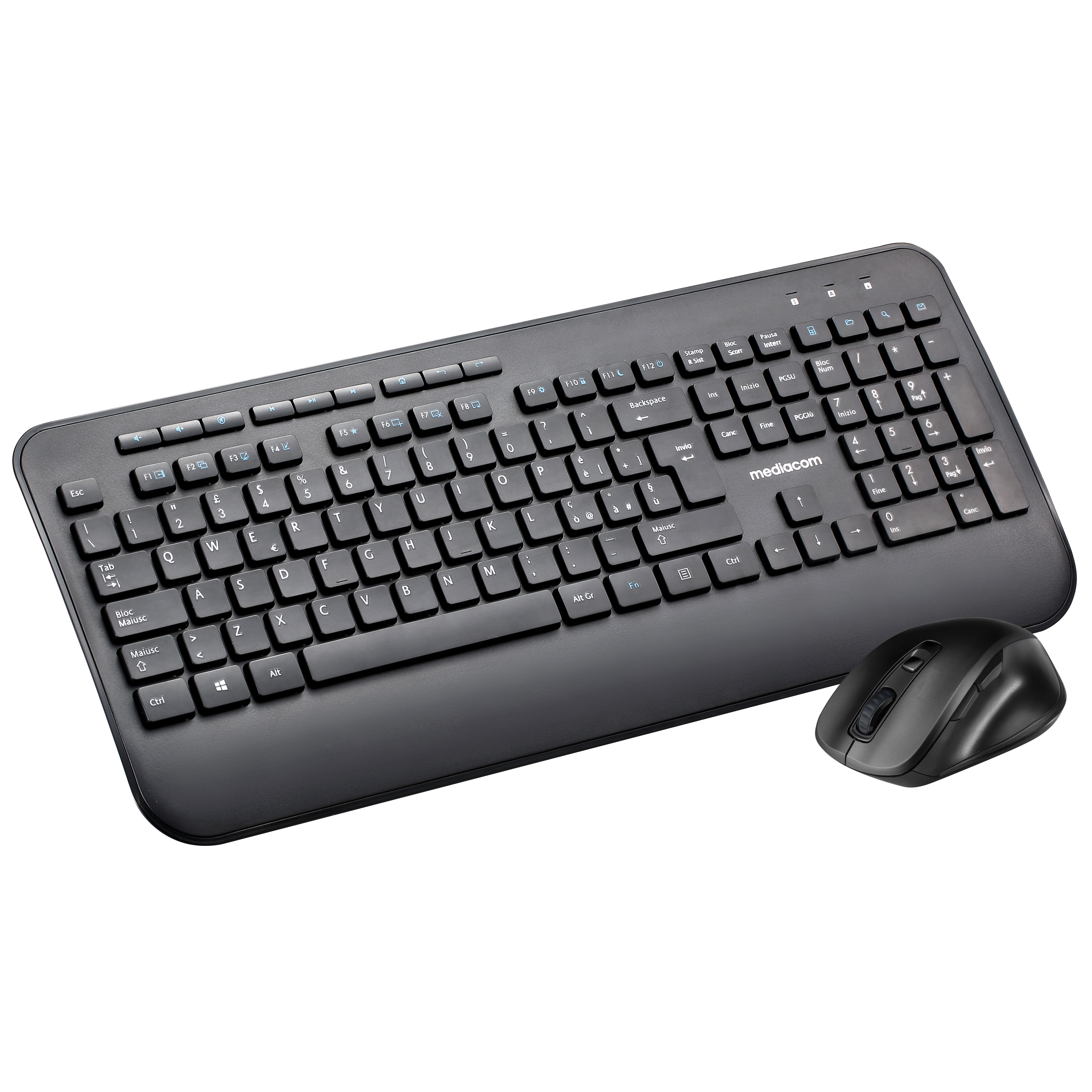 KIT MEDIACOM 2IN1 NX990 TASTIERA + MOUSE DESKTOP 2.4GHZ WIRELESS 6 PULSANTI COLORE BLACK