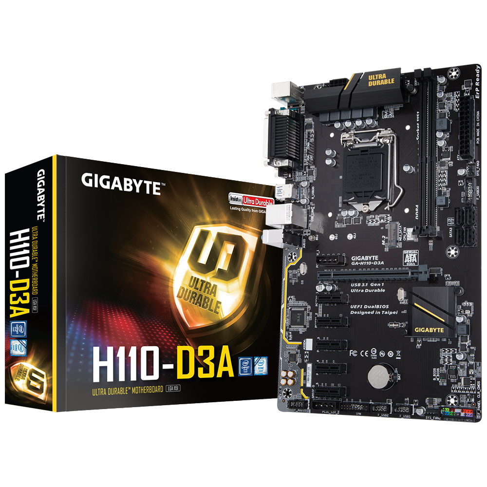SCHEDA MADRE GIGABYTE INTEL GA-H110-D3A DDR4 Core i3/i5/i7 All in One USB 3.0 (Rev. 1.0) SK-1151