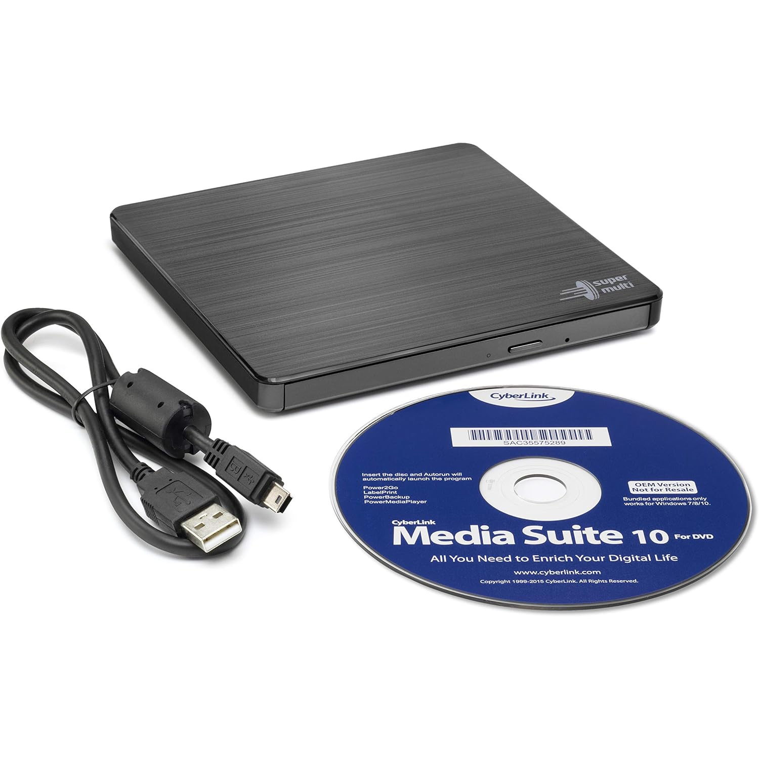 MASTERIZZATORE ESTERNO Hitachi-LG ULTRA SLIM DVD-RW GP60NB60 PER NOTEBOOK USB COLORE BLACK