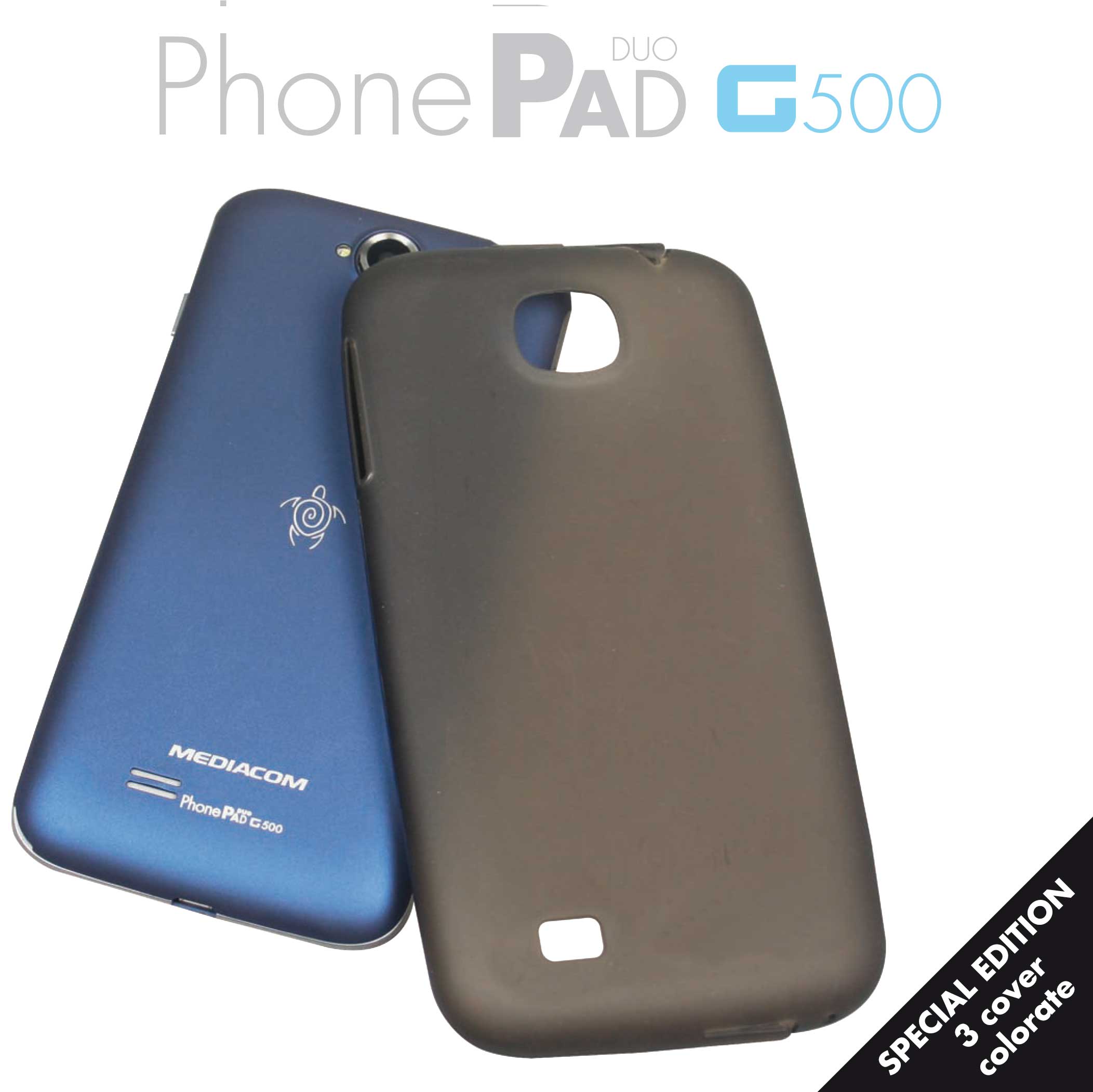 MEDIACOM BACK CASE M-G500TPXL IN SILICONE SPECIAL EDITION 3 COVER COLORATE PER PHONEPAD DUO G500
