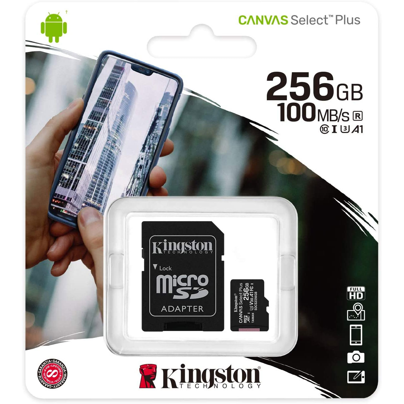 MEMORIA KINGSTON MICRO SD TRANSFLASH Canvas Select Plus 256GB Classe 10 SDCS2/256GB