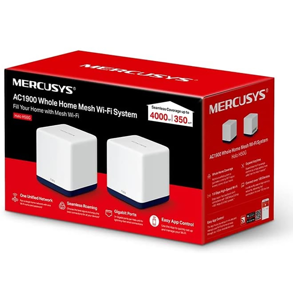 MERCUSYS Halo H50G (2-PACK) SISTEMA Wi-Fi MESH AC1900- Copertura fino a 350 mq