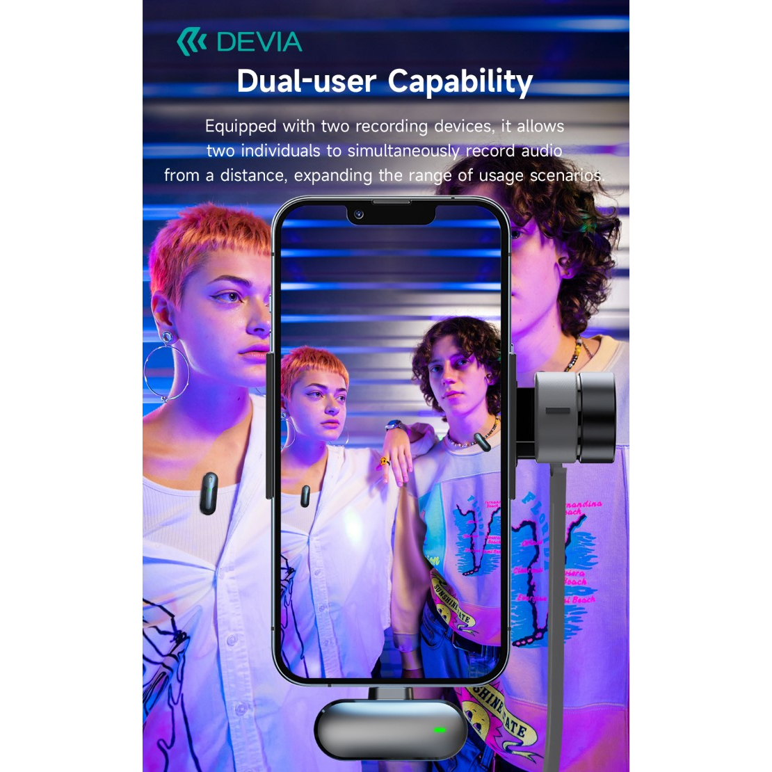 DEVIA DOPPIO MICROFONO LAVALIER WIRELESS CLIP-ON KINTONE M8-2-L PER SAMRTPHONE CON CONNETTORE LIGHTNING APPLE Studio/Podcast