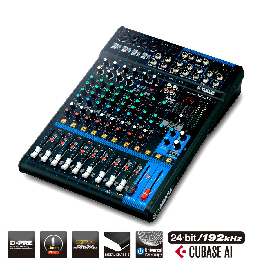 MIXER YAMAHA MG12XU PASSIVO 12 CANALI CON EFFETTI SPX 24-Bit EQUALIZZATORE 3 BANDE E FILTRO PASSA ALTO