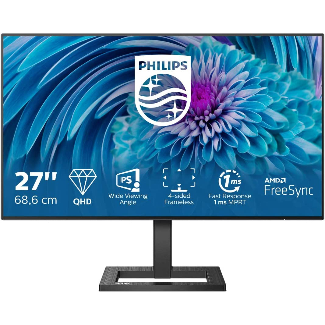 MONITOR 27" LED IPS PHILIPS 275E2FAE E-line WIDE 1xDisplayPort/2xHDMI 1.000 :1 1MS GAMING 2560x1440 QHD @75Hz MULTIMEDIALE BLACK