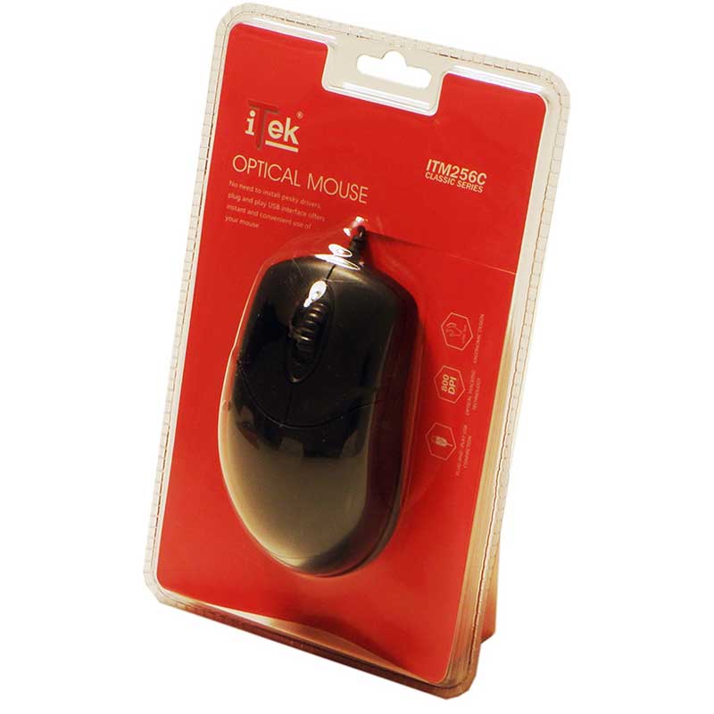 MOUSE ITEK ITM256C ERGONOMICO USB OPTICAL 3 TASTI 800DPI RETAIL