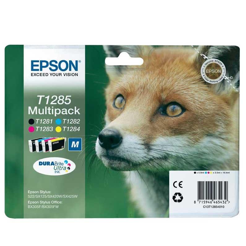 CARTUCCIA INK-JET EPSON MULTIPACK B-C-M-Y VOLPE TAGLIA-M ORIGINALE C13T12854010 S22 SX125 SX420W SX425W BX305F