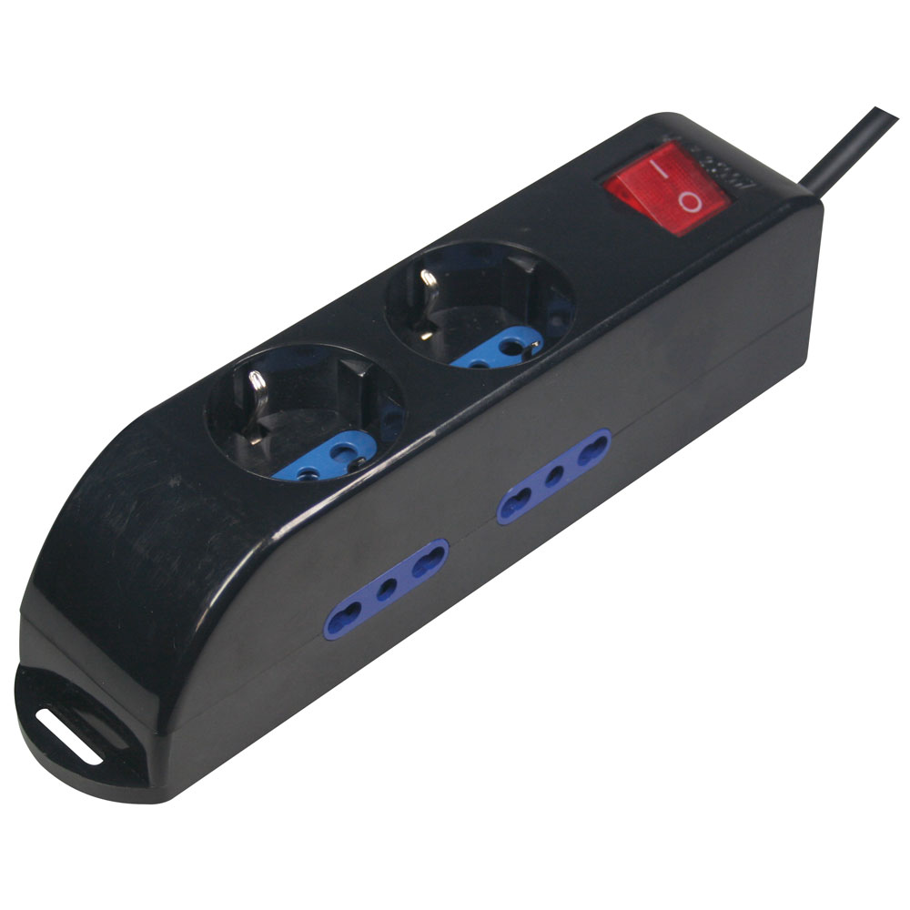 MULTIPRESA MEDIACOM 6 POSTI CON PROTEZIONE SOVRATENSIONE E SOVRACCARICO SPINA ITALIANA