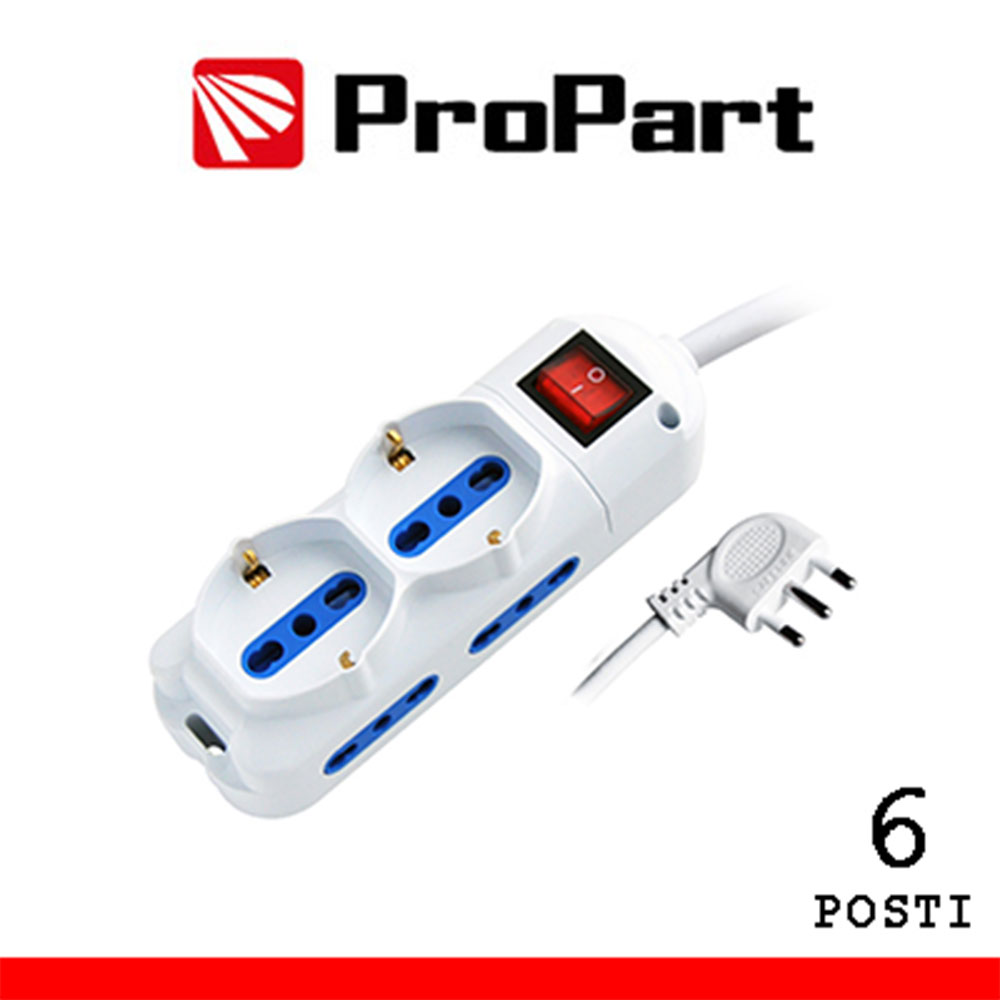 MULTIPRESA 6 POSTI BIPASSO 2P+T + BIPASSO/SCHUKO SPINA16A 2P+T + INTERRUTTORE