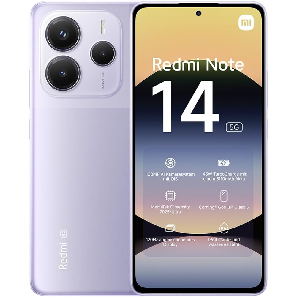 CELLULARE SMARTPHONE XIAOMI REDMI NOTE 14 5G LCD 6.67" NFC 8GB/256GB COLORE LAVENDER PURPLE GARANZIA EUROPEA