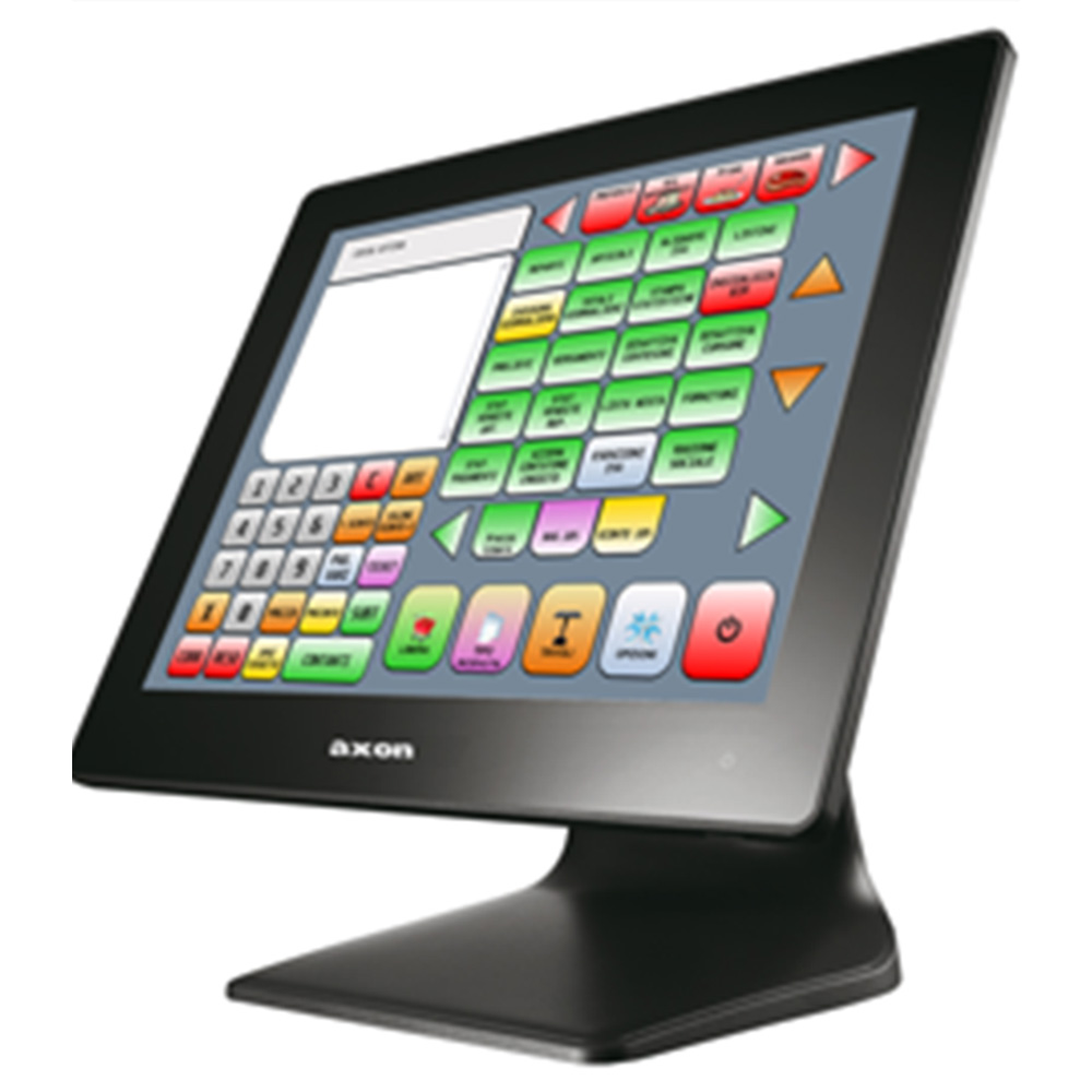 PC POS TOUCHSCREEN AXON 2200-FANLESS-CPU QUAD CORE J1900 2.0 GHz-TFT 15" LED MULTI TOUCH PCAP-DDR3 4GB-SSD 64GB-SVGA Intel HD-NO S.O.-COLORE NERO