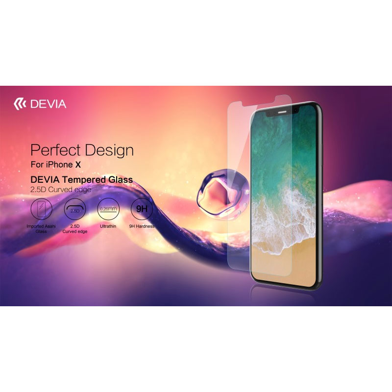 DEVIA PELLICOLA IN VETRO TEMPERATO 9H 0.26mm PER SMATHPHONE APPLE IPHONE X
