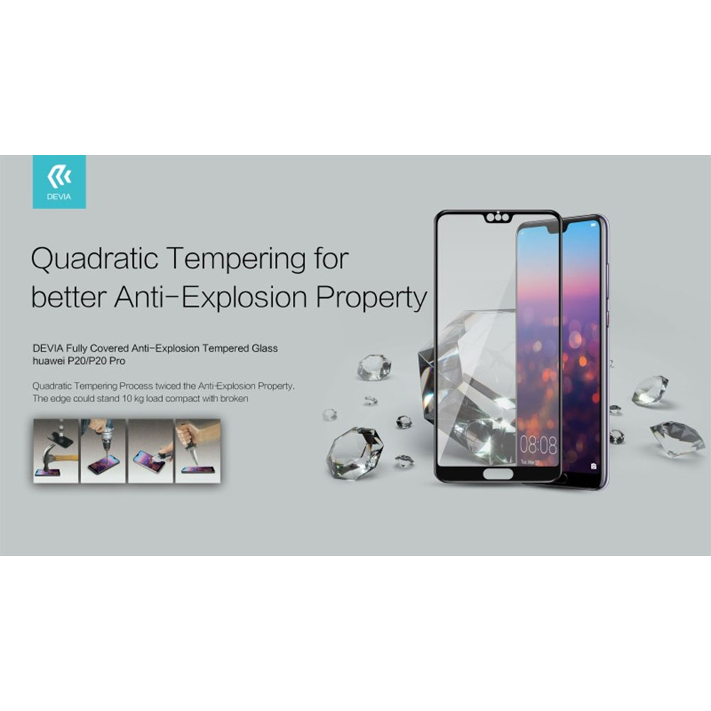 DEVIA PELLICOLA Explosion-Proof Full SILK Screen PER SMATHPHONE HUAWEI P20 PRO COLORE NERO (DETGFP20P645B)
