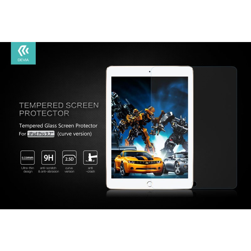 PELLICOLA PROTETTIVA PER TABLET DEVIA DETGIPP9345 9.7" CON CURVE PER APPLE iPad Air 2, Pro 9.7, 5° e 6° Generazione