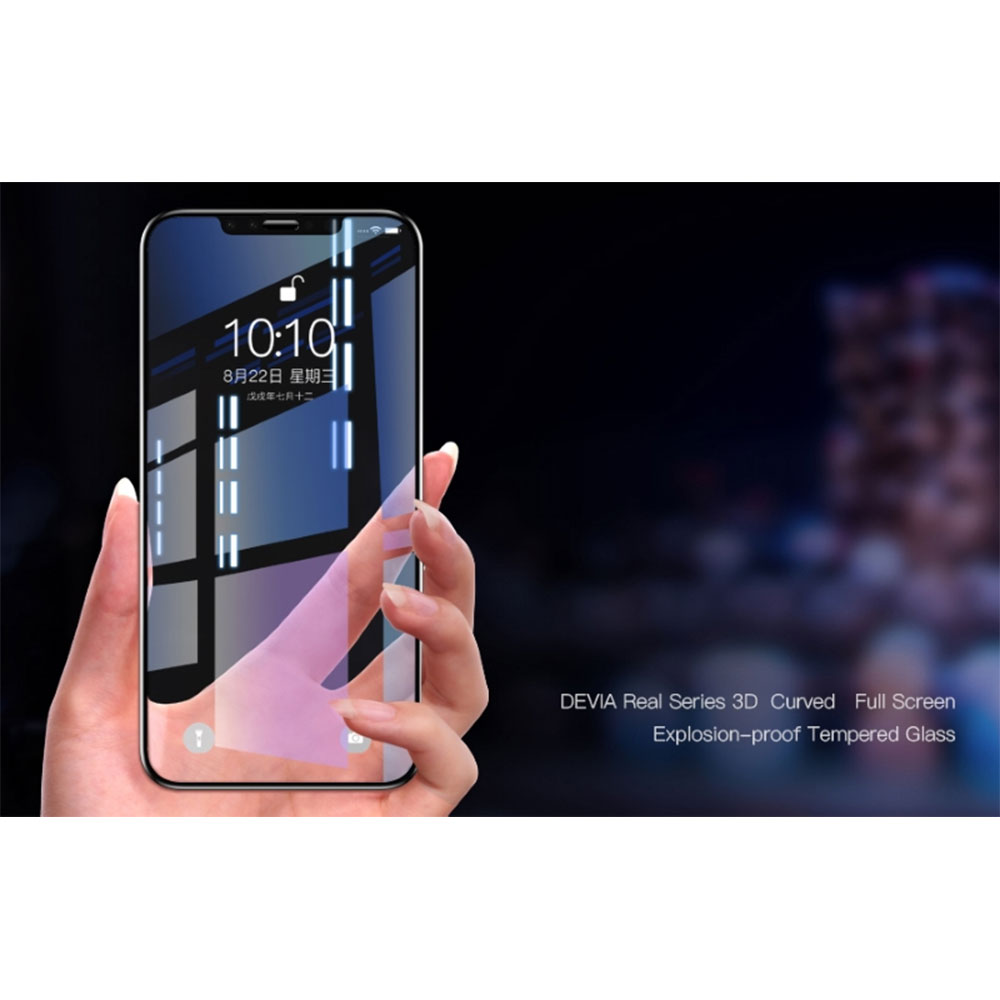 DEVIA PELLICOLA IN VETRO TEMPERATO 9H FULL SCREEN 0.18mm PER SMATHPHONE APPLE IPHONE Xs 5.8" TRASPARENTE