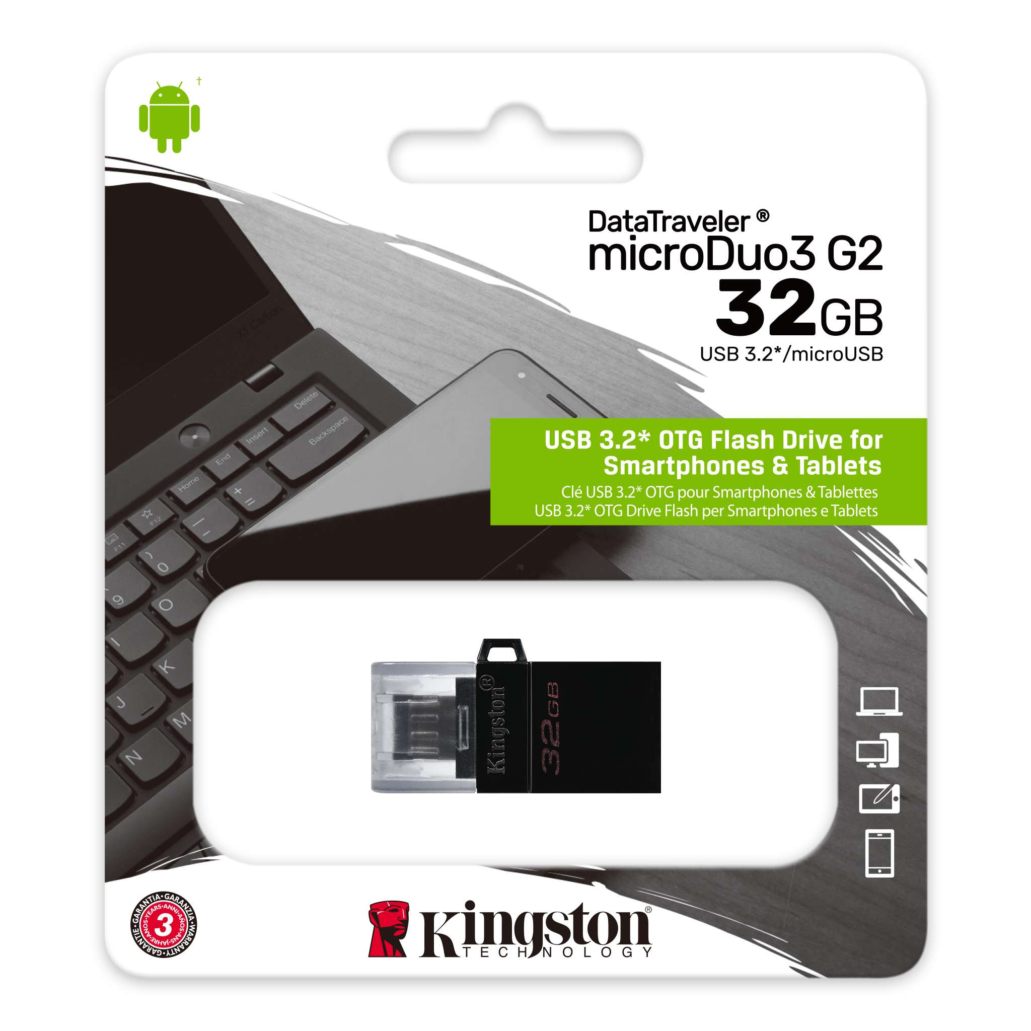 PEN DRIVE USB 3.2 KINGSTON DTDUO3G2/32GB DataTraveler MicroDuo3 G2 Type-A e MicroUSB (Android/OTG)