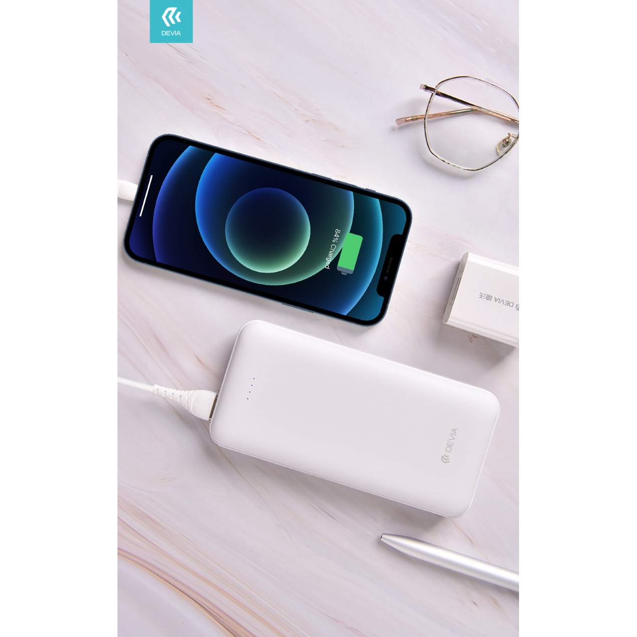 POWER BANK DEVIA KINTONE V2 20.000 mAh 2 USCITE USB 5V/2.1A COLORE BIANCO