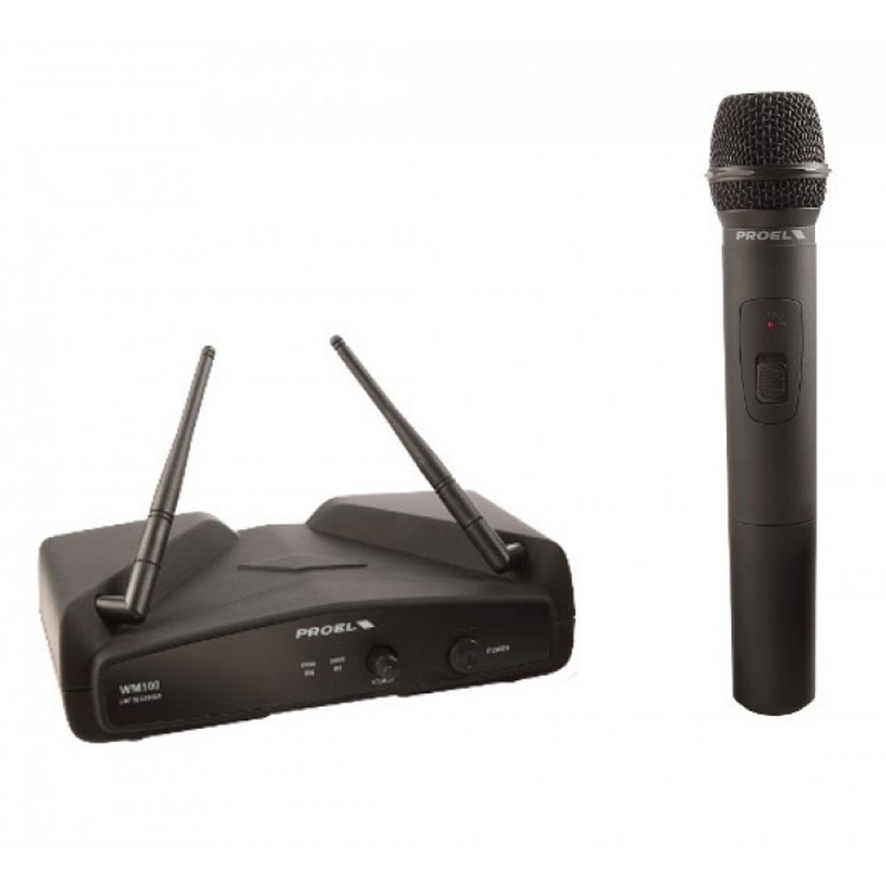 RADIOMICROFONO PROFESSIONALE PROEL WM100M PALMARE VHF 211.500MHz + RICEVITORE