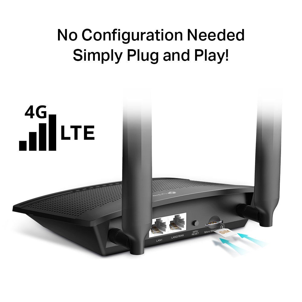 ROUTER 4G LTE TP-LINK MR100 300Mbps Wi-Fi + SWITCH 1PT 2 ANTENNE OMNI DIREZIONALE
