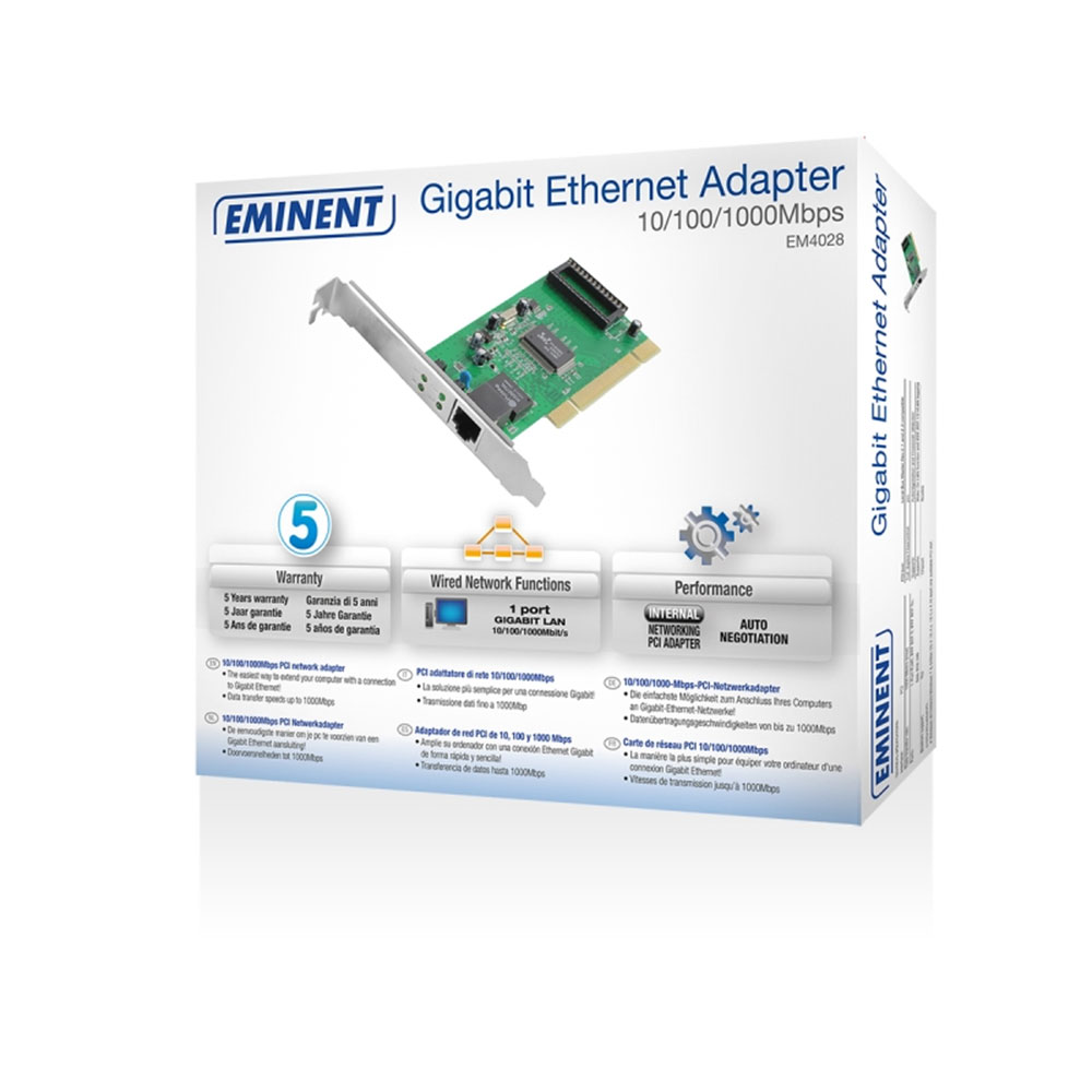 SCHEDA RETE EMINENT ETHERNET PCI 10/100/1000Mb 10/100/1000Base-T EM4028